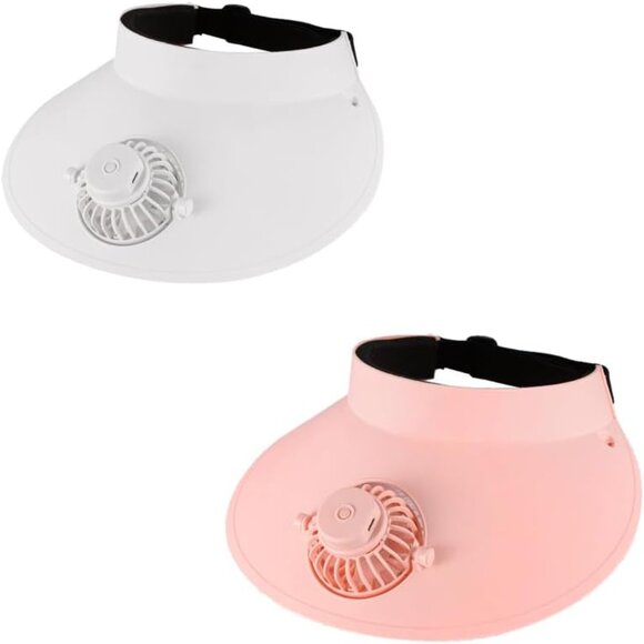 Sun Visor Hat with Fan Adjustable Elastic PVC Large Sun Protection Unisex - Picture 1 of 7